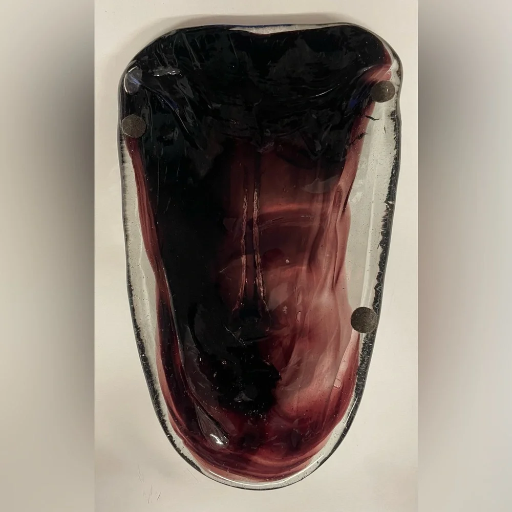 Abstract Black and Purple Glass Face Sculpture - Picture 2 of 4